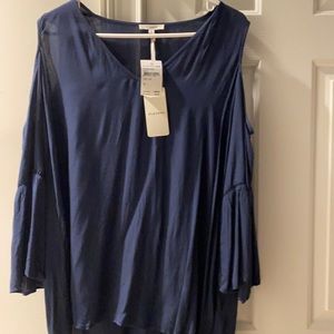 Cold shoulder bell sleeve blouse